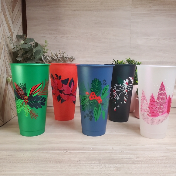 Starbucks Holiday Christmas Reausable Venti Cup Set 24oz 5 Pack * - Picture 1 of 11